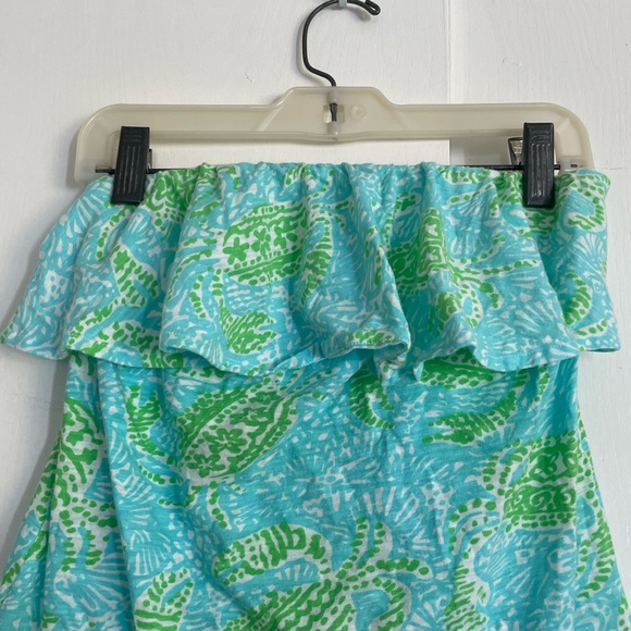 Lilly Pulitzer Blue and Green Strapless Top - Picture 2 of 7